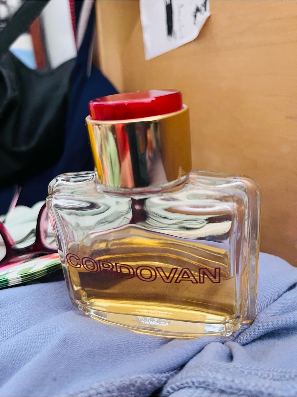 Vintage Avon Cordovan Aftershave Bottle - Amber Liquid with Gold Accent